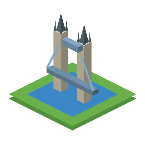 Tower Bridge as it appears on the Sim World map